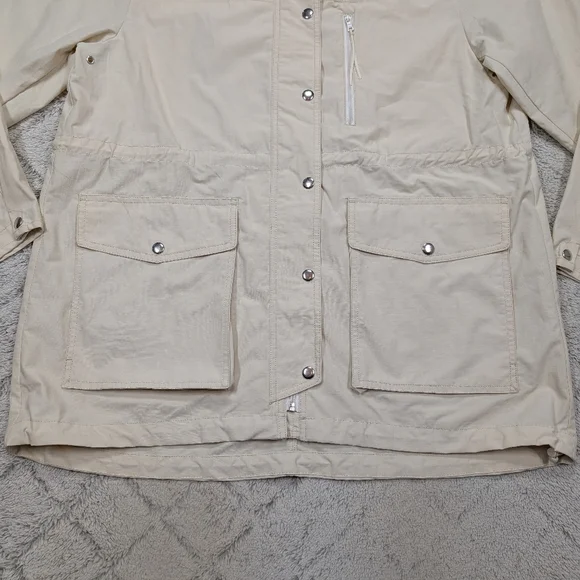 J. Crew Jacket Womens L White Cream Relaxed Perfect Lightweight Hooded Rain - Picture 4 of 10